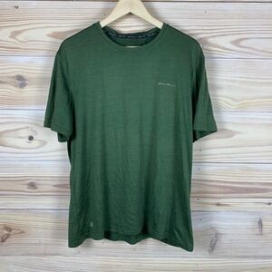 Eddie Bauer T-Shirt Mens L Green Performance FreeDry Short Sleeve Hiking Active